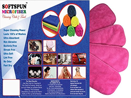 SOFTSPUN Microfiber 4 Layer Baby Pocket Diaper Inserts 340 gsm Pack of 4 Large Size Pink Age 4-30 Months Washable Reusable Ultra Absorbent Super Soft & Comfortable for Babies Skin of Newborn Baby.