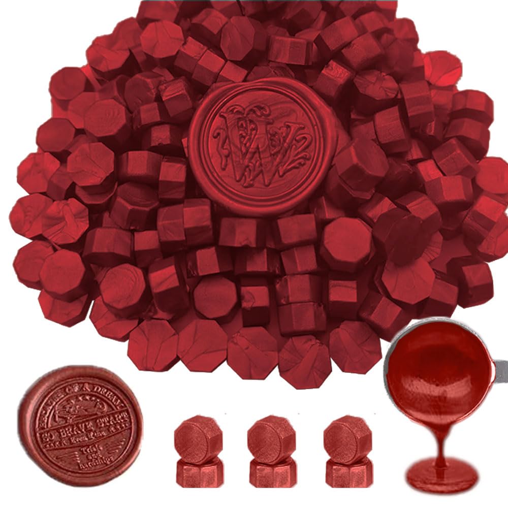 ANBOSE Octagon Sealing Wax Beads - 500 Pieces for Wax Seal Stamp, Making Seals (New Wine Red)