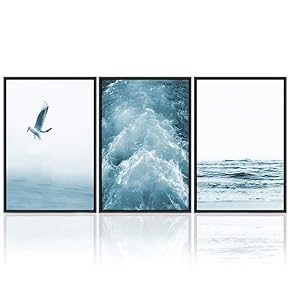 signwin 3 Piece Framed Canvas Wall Art Blue...