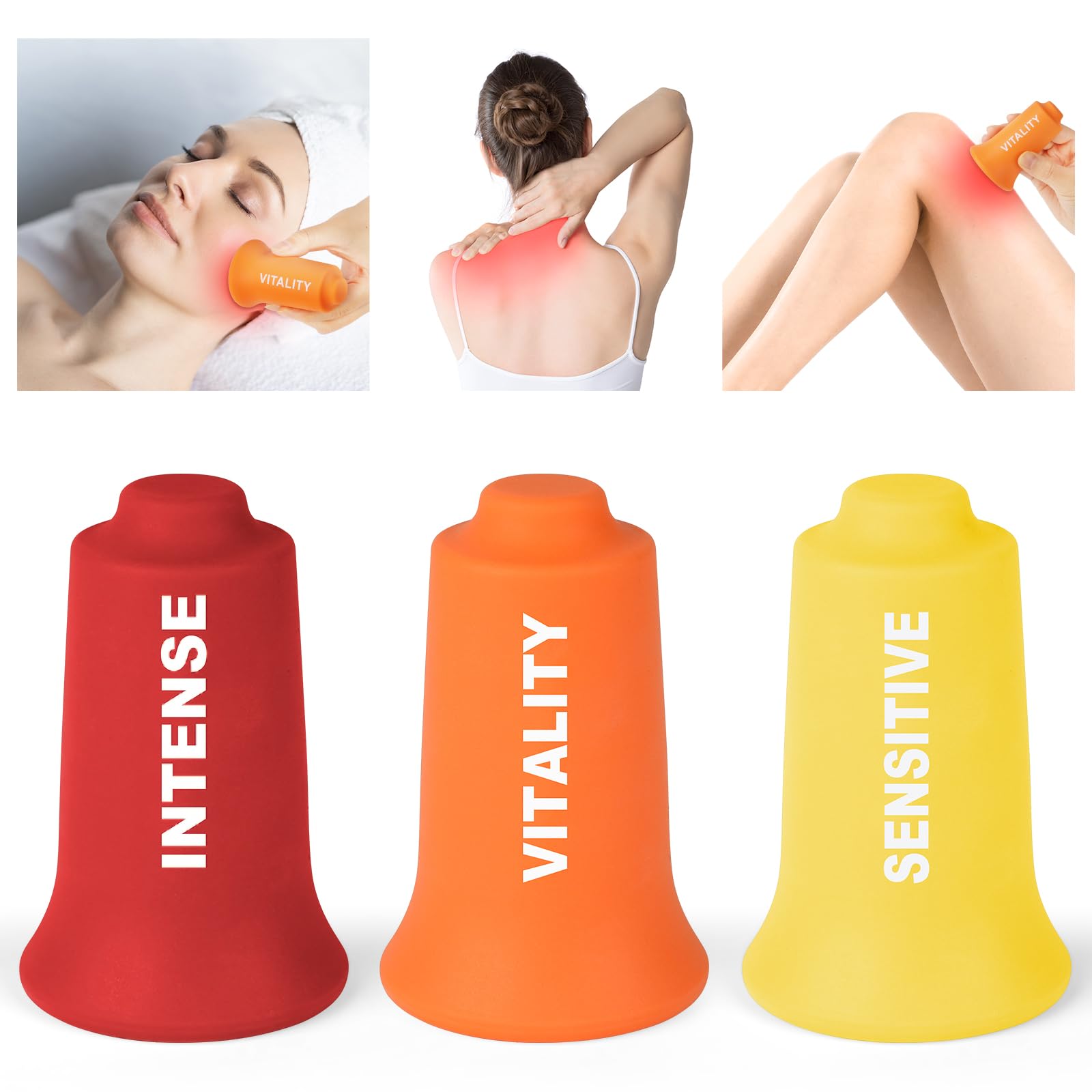 ACWOO Silicone Cupping Therapy Set, 3PCS Silicone Vacuum Suction Cup Cupping Set, Body Facial Cupping Massage Therapy, Anti Cellulite Massage for Pain Muscle Relief, Massage Body, Back Relieve Fatigue