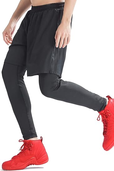 Amazon Acier アシエ ランニングパンツ メンズ ハーフパンツ レギンス 一体型 スポーツウェア ロングパンツ ブラック Mサイズ ショート ハーフパンツ 通販