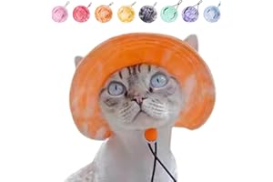 URNAT Pet Cat/Dog Bucket Hat Cool Costume – Practical Stylish Dress Up Clothing Accessories for Festival Party Outdoor Activities (Orange, Small)