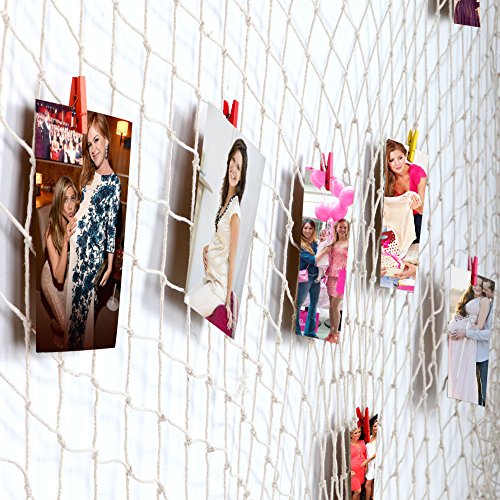 Aytai Hanging Fishing Net Photo Display Board + Clips + Ornaments, Creative Picture Photo Frame Wall Decoration for Mermaid Themed Party Decorations
