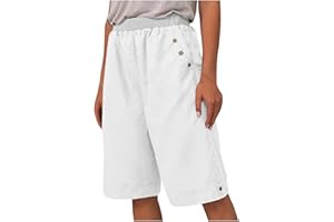 Women Fashion Bermuda Shorts Straight Wide Leg Shorts Casual Loose Fit Trendy Cotton Linen Shorts Baggy Short Pants