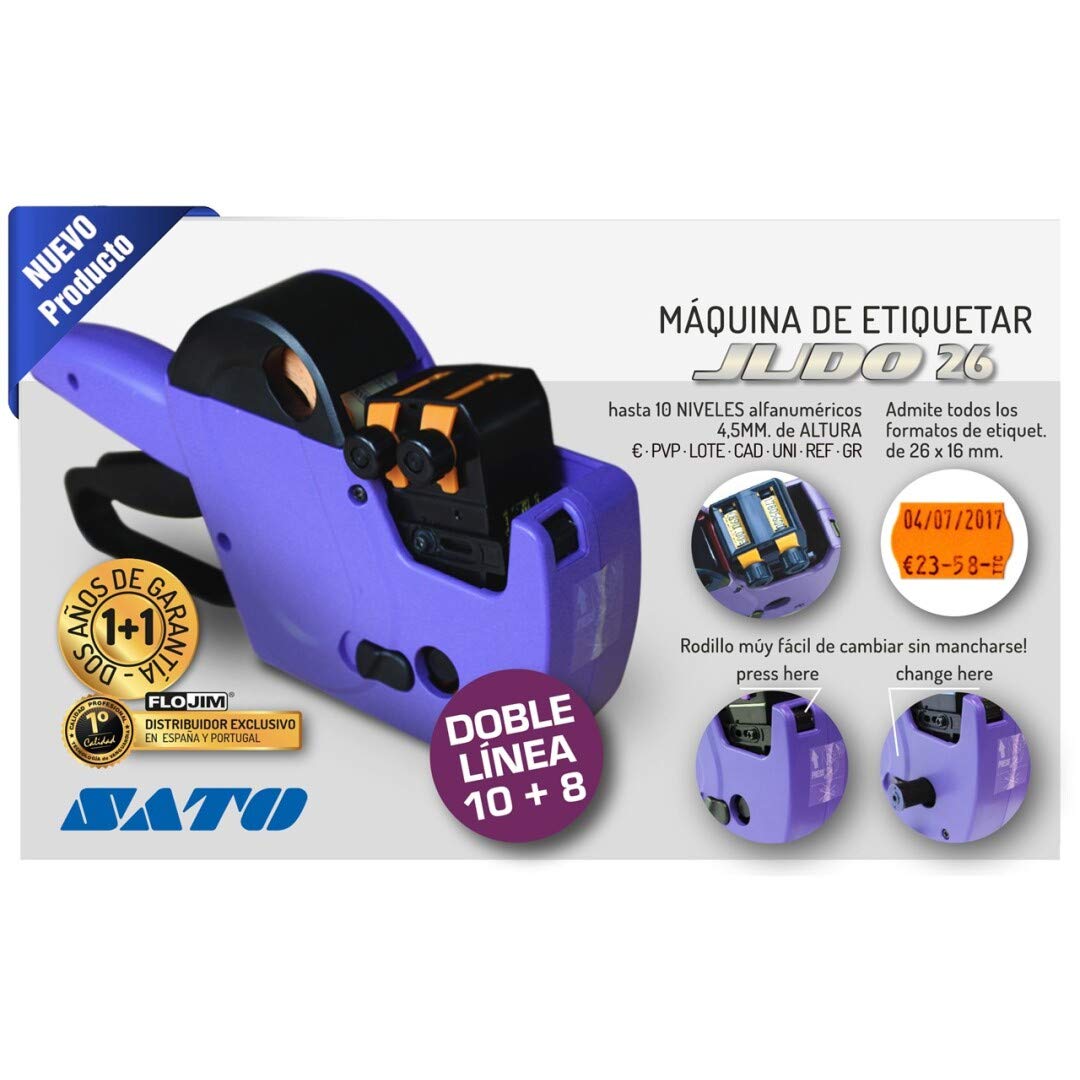 Sato FLOJIM Judo Label Machine 26-2 Lines (10+8 Digits) - Purple