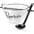 DAYYET Ceramic Ramen Bowl with Chopsticks and Spoon, 26 oz Farmhouse Deep Japanese Noodle Bowl for Udon, Soba, Pho, Rice and Soup, Microwave and Dishwasher Safe, White