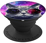 Cool Space Cat Pop Socket Phone Ring Holder Stand - PopSockets Grip and Stand for Phones and Tablets