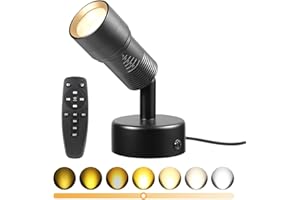 Junview 1Pack Spot Lights Indoor 8° to 60° Zoomable Focus Head Uplighting Indoor with Timer and Remote Stepless Adjustable Co
