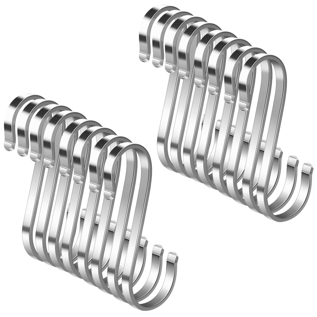 WEERSTONE 16 Pack S Shaped Hooks - Stainless Steel Heavy Duty Metal Hooks for Kitchen Utensils, Office, Bathroom, Closet, Workshop, Garage, Household