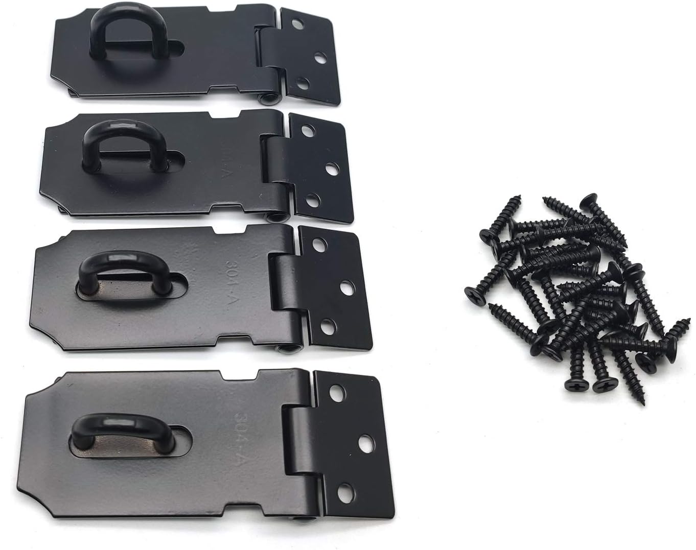 Addlike Padlock Hasp 4-Inch Door Hasp Latch 1.8mm Thickness Stainless Steel Black Set of 2 - - 