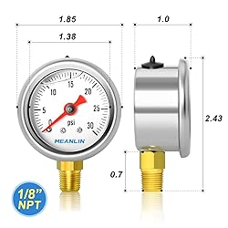 MEANLIN MEASURE 0~30Psi Pressure Gauge, Glycerin