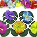 EOOUT 96pcs Hawaiian Party Decorations - 48Pcs Tropical Artificial Palm Leaves（3 Sizes） and 48Pcs Hawaiian Luau Flowers with 48Pcs Double Sided Dots of Glue
