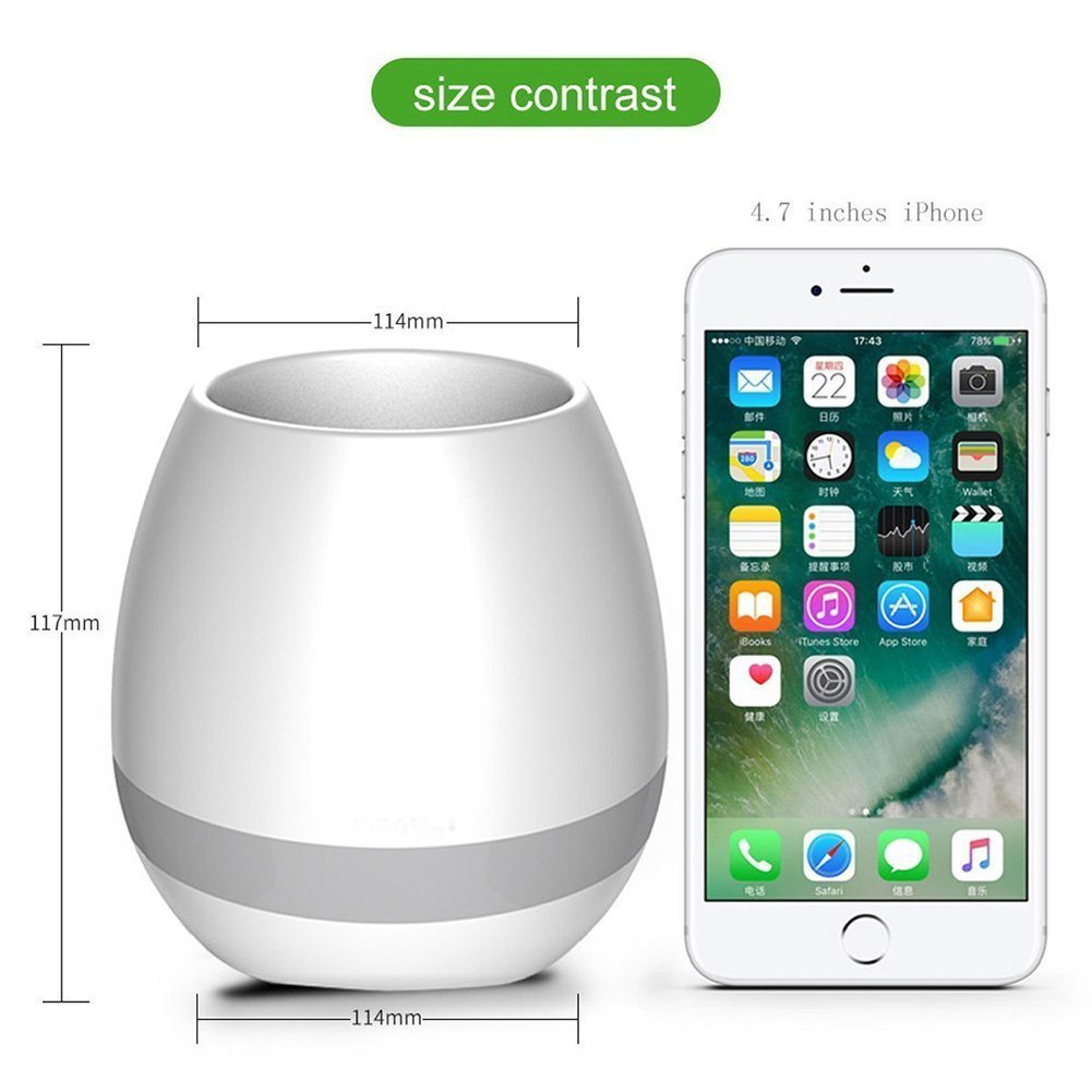 Music Plant Pot, ALBK LED Flower Pot Multi-color Night Light, Smart Touch Plant Piano Music Playing with Bluetooth Speaker as Gift, Decoration-USB Charge(Without Plants)
