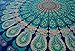 Popular Handicrafts Mandala Bohemian Psychedelic Intricate Floral Design Indian Bedspread Tapestry 54x84 Inches,(140cmsx215cms) Blue