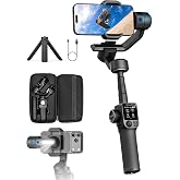 AOCHUAN Smart S3 Gimbal Stabilizer for iPhone &amp; Android, Dual AI Tracking | Built-in Dual AI Cameras, Touchscreen Control, 360&deg; Infinite Rotation, Extension Rod, Fill Light, TikTok, Vlog, Live Stream