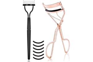 TPPICK Eyelash Curler Kit Metal Lash Curlers with Mascara Applicator Eyelashes Separator Comb & 6 Replacement Refill Pads (Rose Gold)