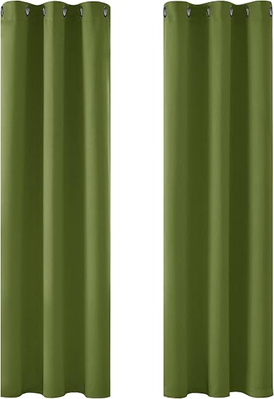 Deconovo Green Room Darkening Thermal Curtains 2 Panels 42 x 90 Inch Eyelet