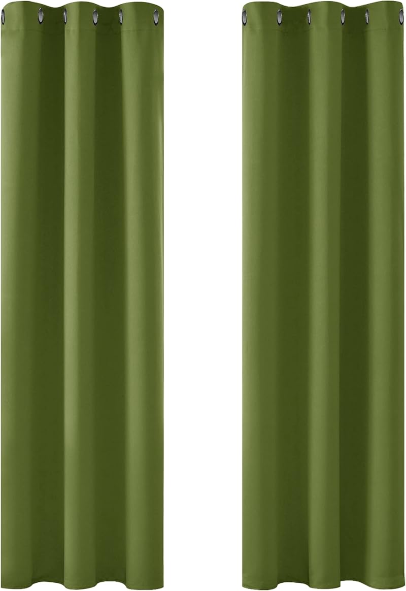 Deconovo Green Room Darkening Thermal Curtains 2 Panels 42 x 90 Inch Eyelet