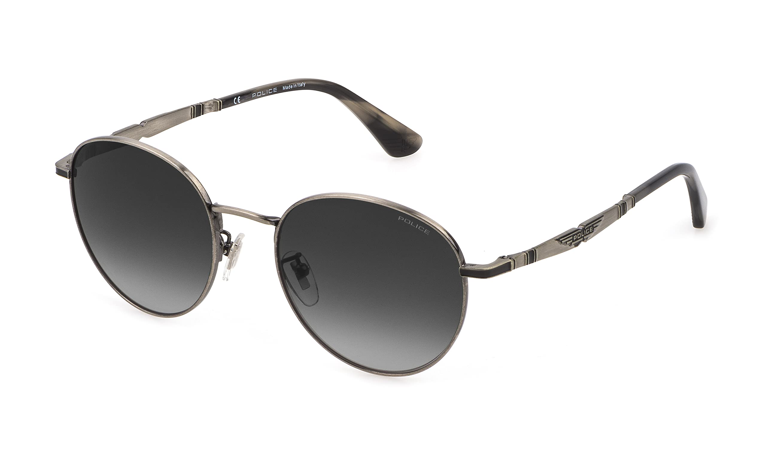 Police SPLE07N Sunglasses, Peltro Antico LUCIDO C/Parti COLORATE, 52