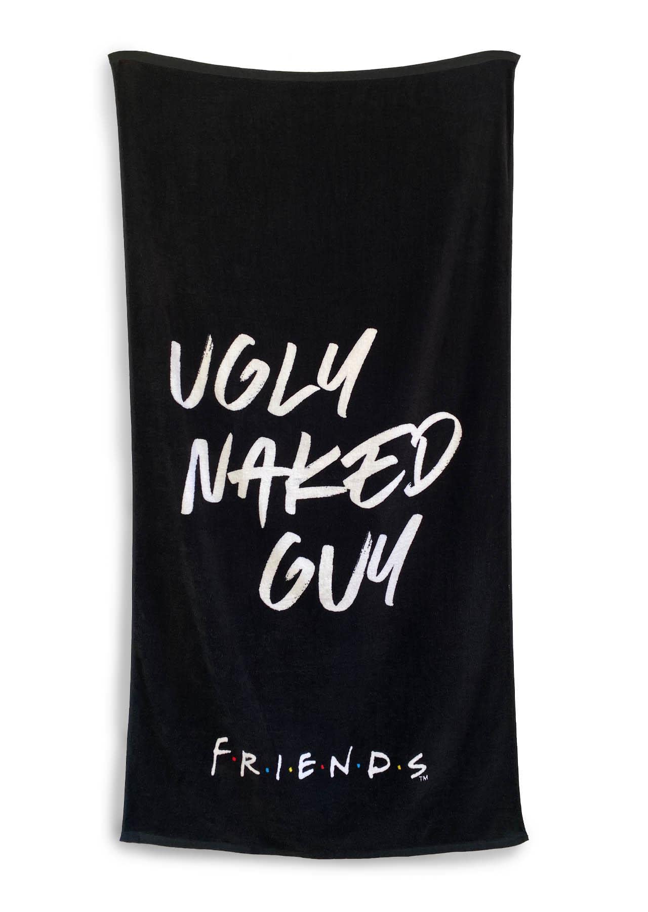 Groovy Uk Friends Ugly Naked Guy Bath Towel, 150 cm Length x 75 cm Width, Black