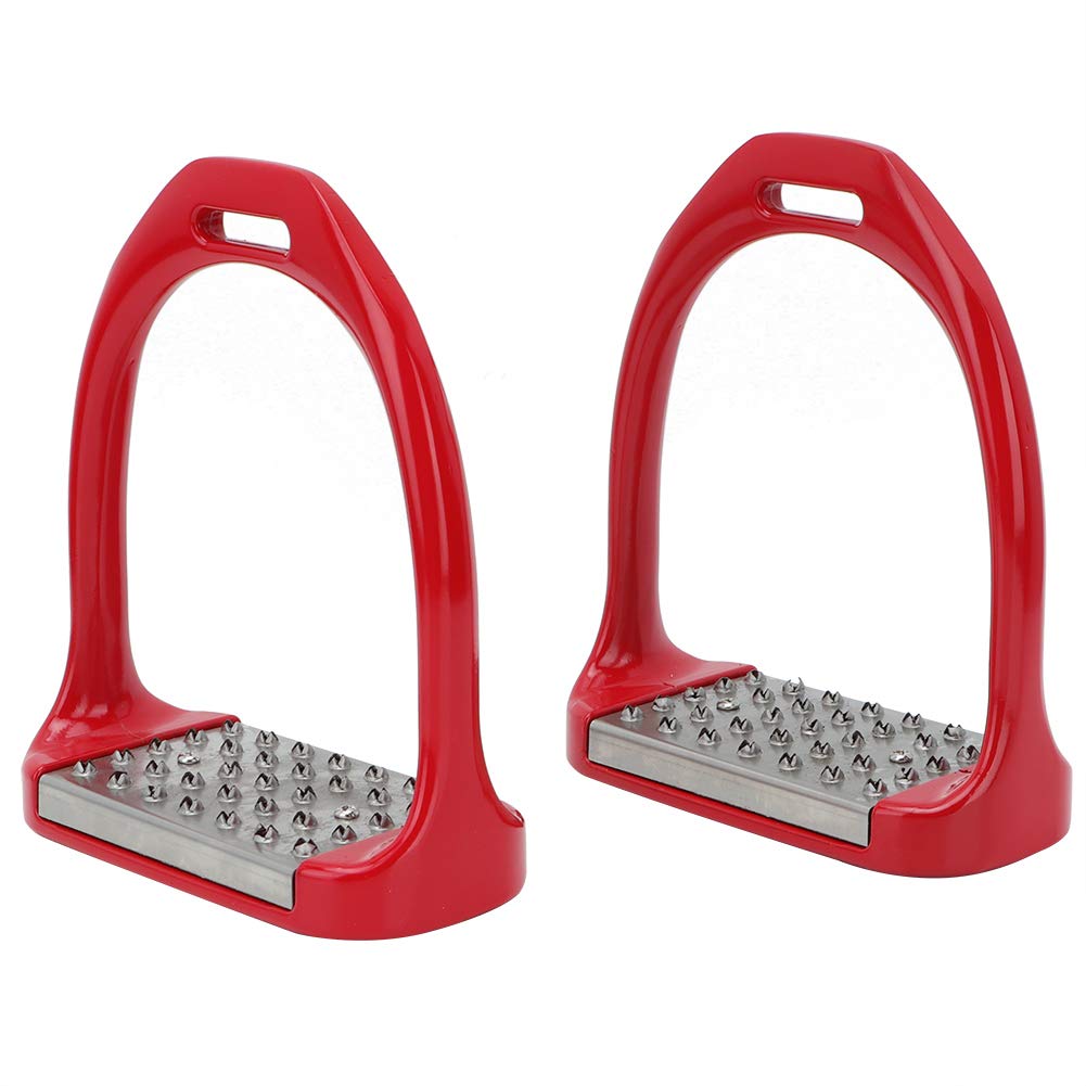 HEEPDD Safety Stirrups, 1 Pair Anti Slip Aluminium Horse Riding Bendy Irons with Stainless Steel Pedal Horse Riding Equestrian(Red)