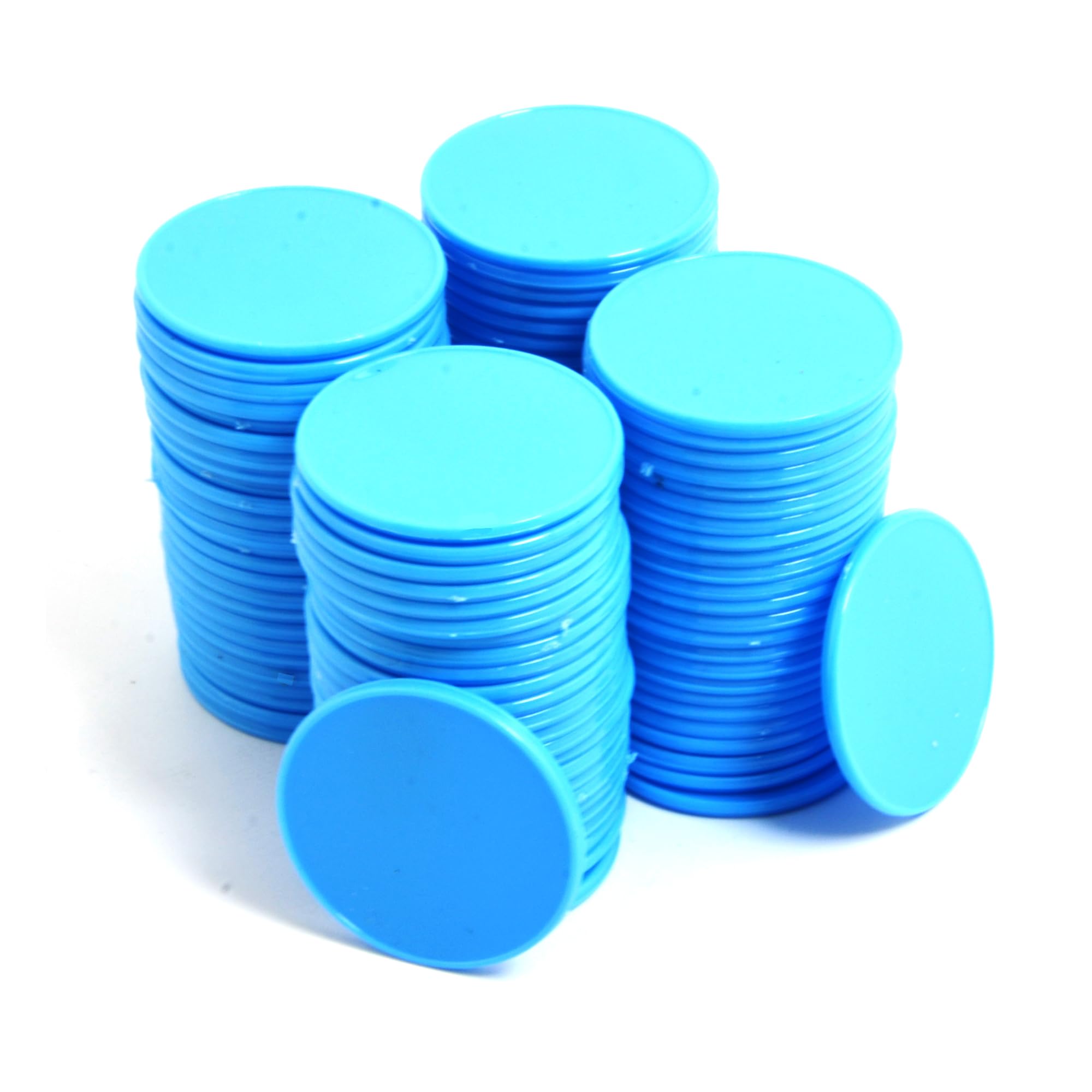 Smartdealspro 32mm Opaque Plastic Learning Counters Mini Poker Chips Games Tokens with Storage Box (Flat, 100pcs, Sky Blue)