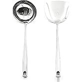 HIFIND Wok Spatula & Ladle Set, 304 Stainless Steel Solid Turner Spatula & Soup Ladle, Silver Cooking Utensils Set with Hanging Hole, Durable Wok Tools for Home Kitchen, Restaurant, Dishwasher Safe