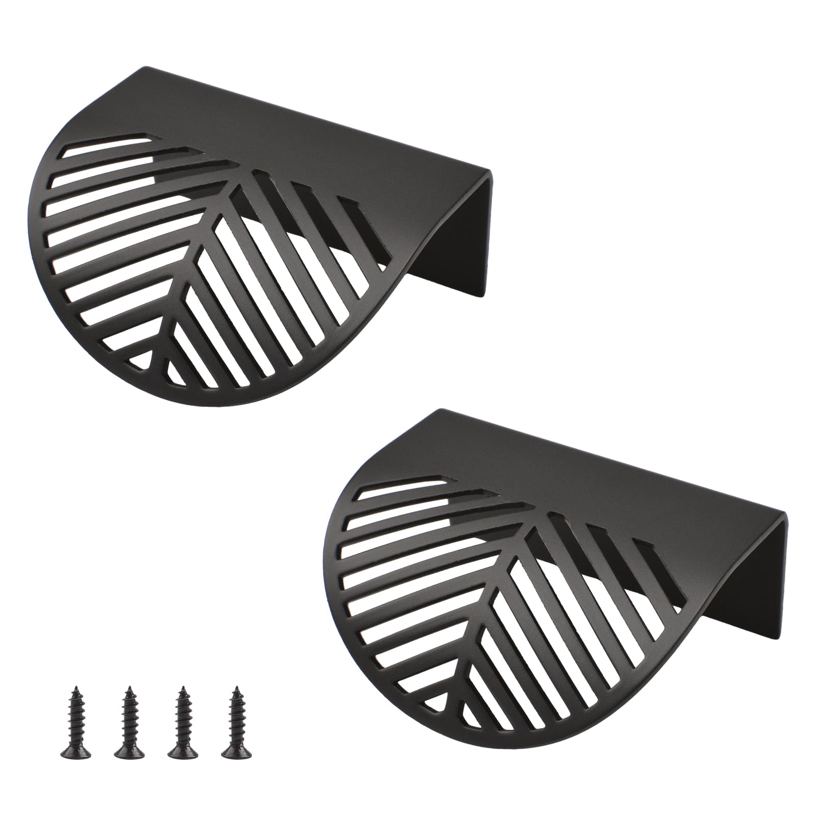 MOROBOR Solid Copper Finger Edge Pull, 2PCS Leaf Shaped Cabinet Handles, Decorative Furniture Handles with Mounting Screws for Cupboard Cabinet Wardrobe Drawer (Black)