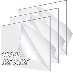 3 Pack Acrylic Sheet Plexiglass 12" x 12" x
