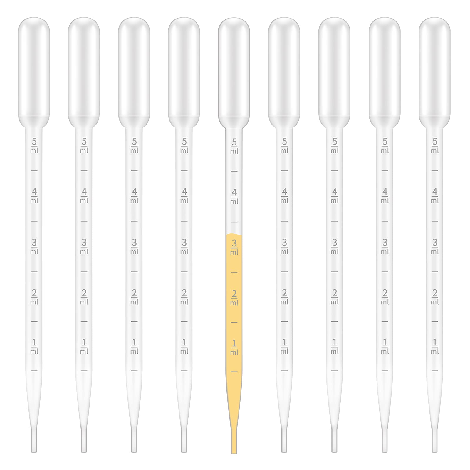 G2PLUS Plastic Transfer Pipette 5ml Washable Pasteur Pipettes Measuring Pipettors Disposable Dropper for Mixing Acrylic Paints and Lab, Pack of 100