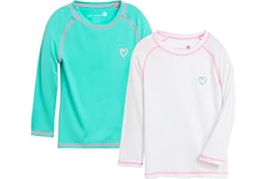 Pink Platinum Girls Rash Guard Set - 2 Pack UPF 50+ Long Sleeve Quick Dry Swim Shirts for Girls (Sizes: 4-16)