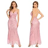 Women's V Neck Spaghetti Straps Sequin Sparkly