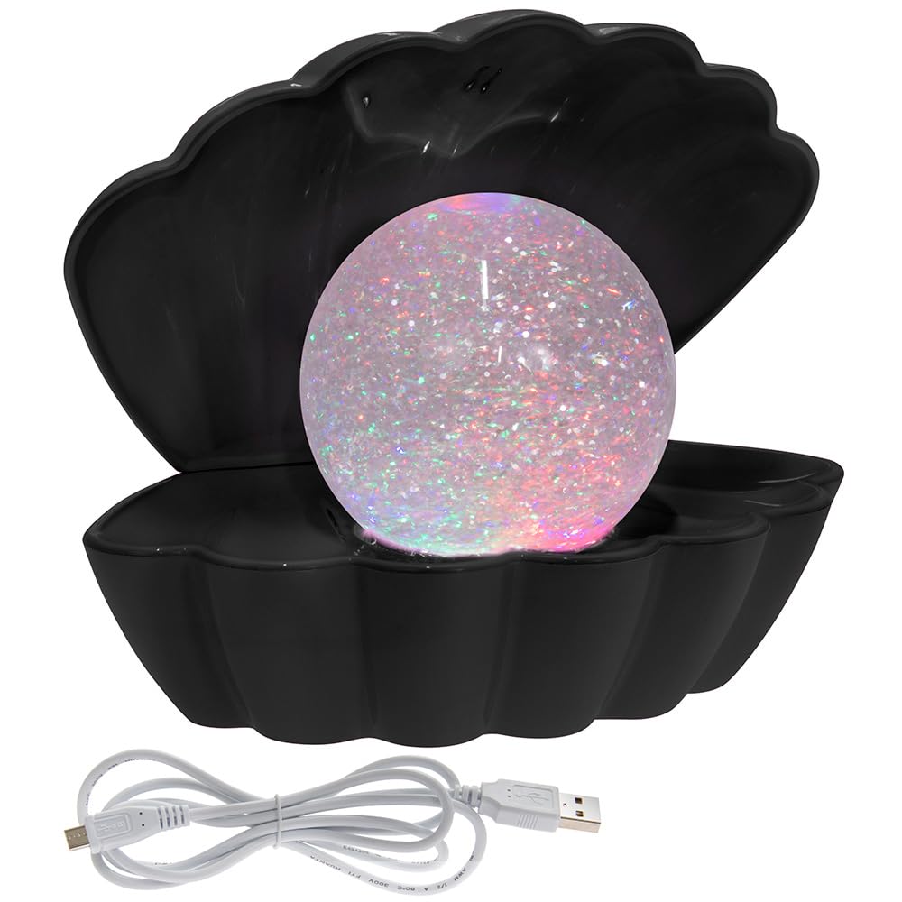 L & P Home & Gifts Lesser & Pavey Black Glitter Pearl Seashell Colour Changing Mood Light