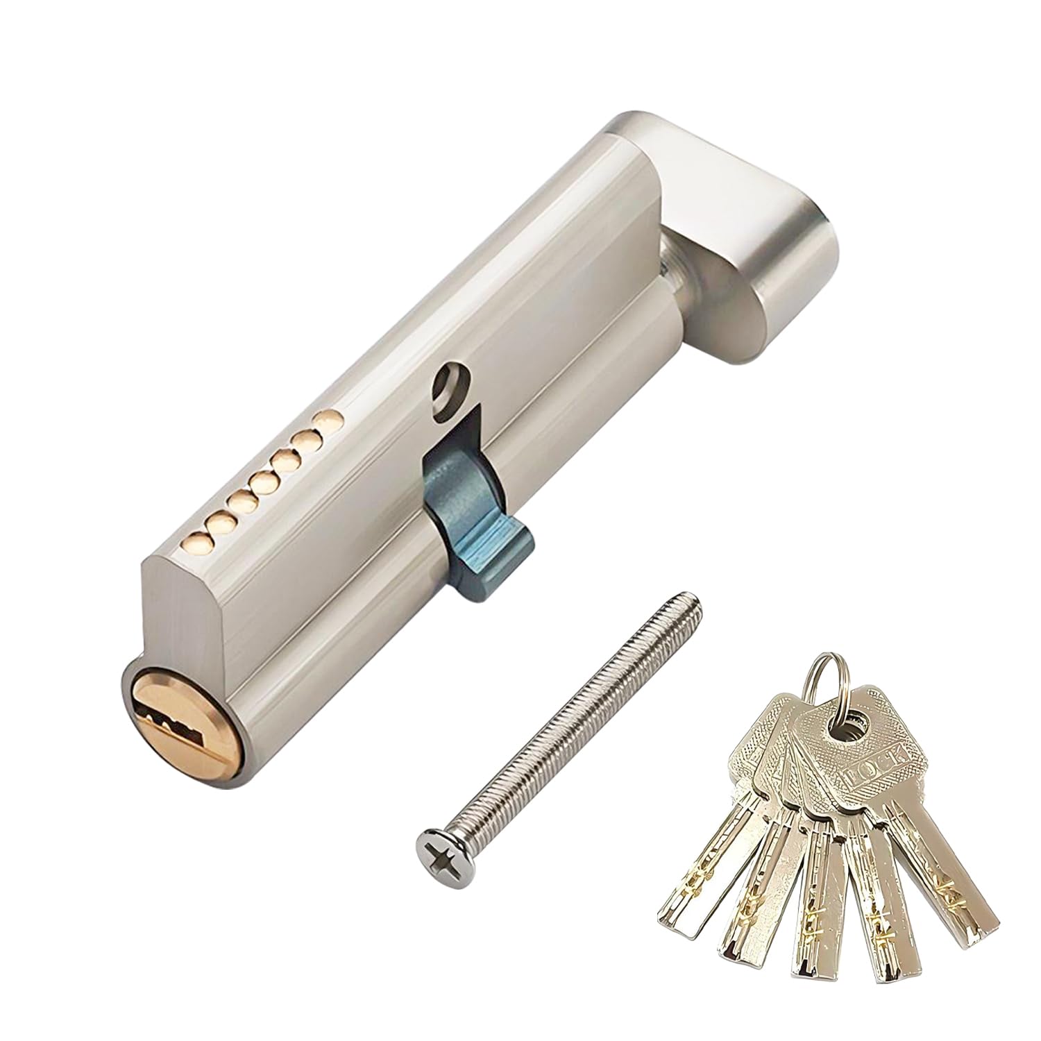 Qrity 1 PCS Door Barrel Lock 35/35 (70mm), Thumb Turn Euro Cylinder Lock with 5 Keys, Anti-Drill, Anti-Pick Door Lock for Wooden, UPVC