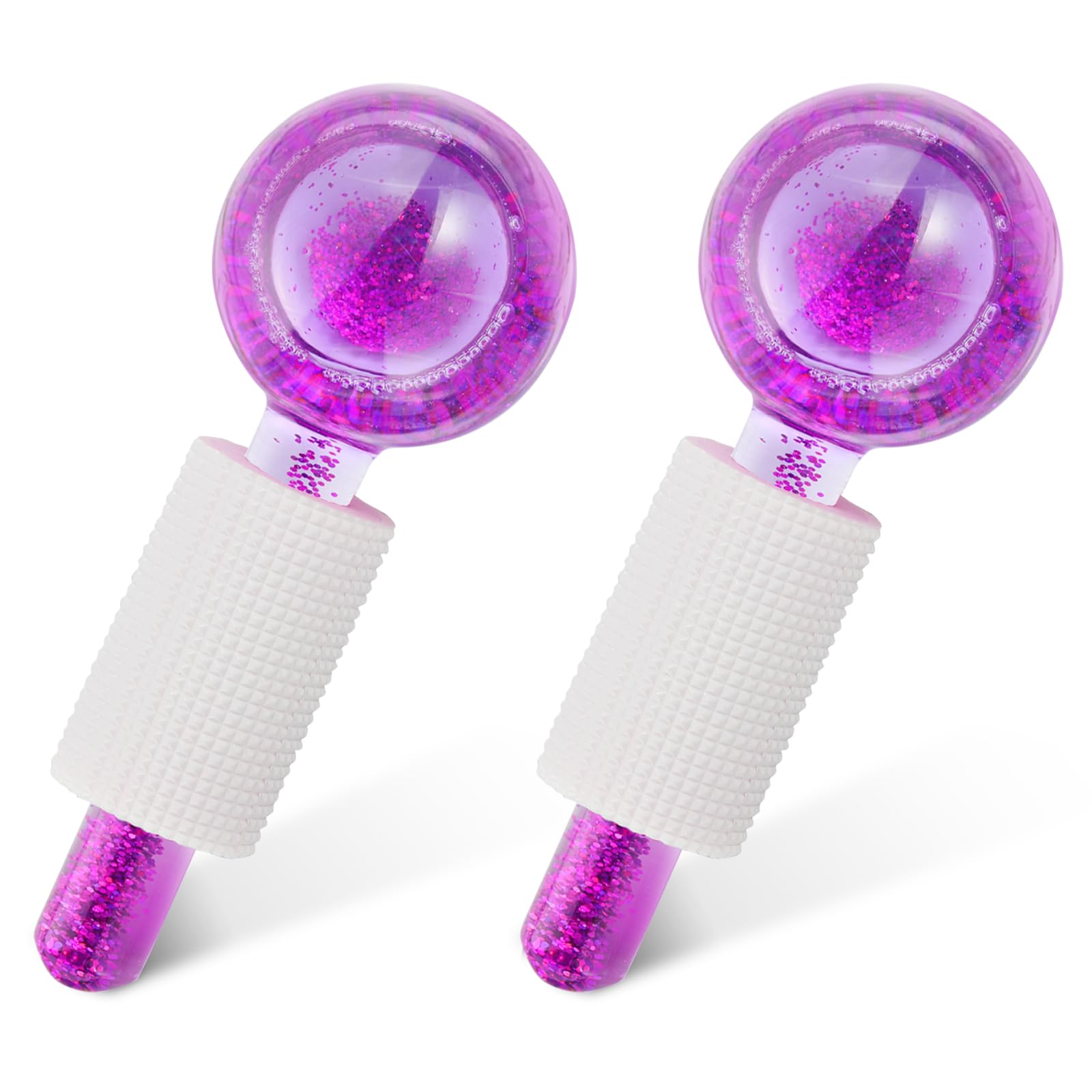 Ice Globes for Facial, Cooling Globes Set for Eye & Neck, Cold Glass Ice Roller Ball, Cryo Sticks Face Globes, Tighten Skin, Reduce Puffiness and Dark Circles, Enhance Circulation, Purple