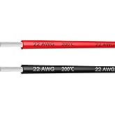 Electrical Wire 22 AWG 22 Gauge Silicone Wire Hook Up Wire Cable 20 Feet [10 ft Black and 10 ft Red] - Soft and Flexible 60 Strands 0.08mm of Tinned Copper Wire High Temperature Resistant