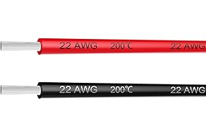 HAERKN Electrical Wire 22 AWG 22 Gauge Silicone Wire Hook Up Wire Cable 20 Feet [10 ft Black and 10 ft Red] - Soft and Flexible 60 Strands 0.08mm of Tinned Copper Wire High Temperature Resistant (22AWG)