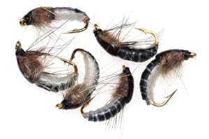 6PCS 12 Realistic Nymph Scud Fly for Trout Fishing Artificial Insect Bait Lure Fishing Tackle