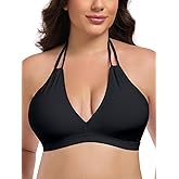 Ocean Blues Women's Plus Size Cutout Bikini Top Halter Swimsuit Top