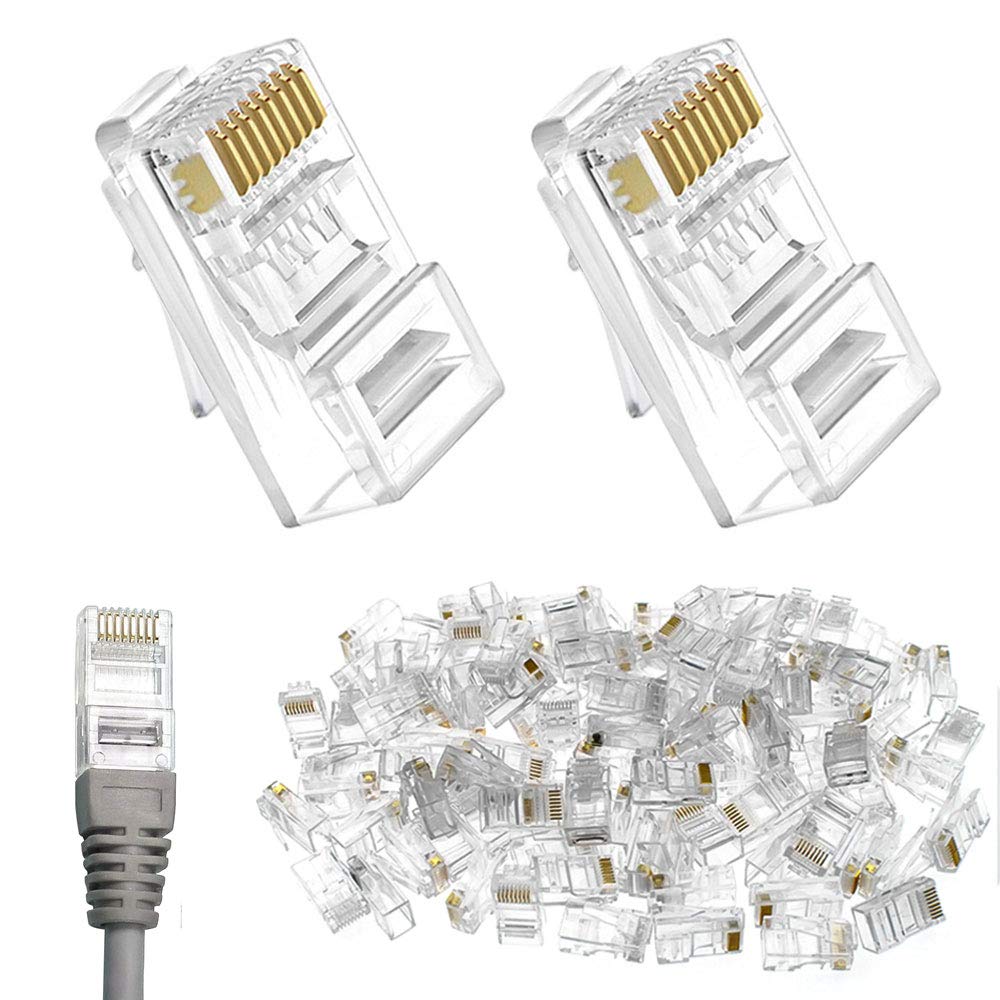 Rayong 100 Pack RJ45 CAT6 Connector CAT6 RJ45 Plug UTP Network Modular Plug CAT6 Connector for Standard Cable