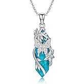 Reaii Natural Turquoise Butterfly Necklace for Women 925 Sterling Silver Butterfly Pendant with Genuine Turquoise Jewelry Gifts for Mom Wife Girlfriend