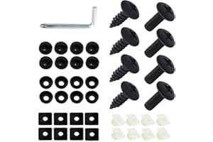 gunhunt 8 PCS License Plate Screws Kit, M6 Stainless Steel Bolts, American Standard License Plate Fasteners, Black Phillips Screws Replacements, Universal for Most Cars, Trucks and Vans (Black)