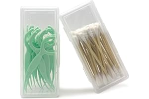 MatFirsmo Cotton Swab Holder for Travel, 2 Pcs Portable Small Dental Floss Holder Clear Plastic Cotton Pad Holder, Travel Flo