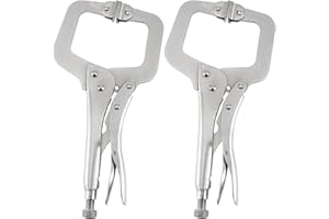 2Pcs C-Camps, 6.5 Inch C-Pliers Locking Plier, Heavy Duty Locking Pliers with Swivel Pads, Welding Mouth Vise Grip Pliers for