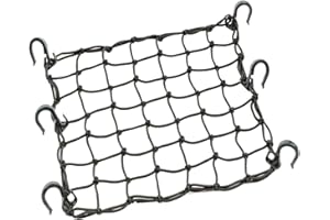 ZUOZE Small Cargo Net 15"x15" Stretches to 30"x30" with Thicken Hooks | Natural Latex Core, Tight 2”x2” Mesh Heavy Duty Bungee Net for Motorcycle Helmet, Bike, ATV, UTV, Luggage (Black, 1 Pack)