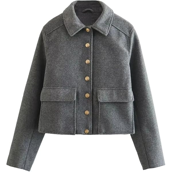 ジャケット・アウター EODUP design cotton short jacket Amazon.com: Ornrjfll Soft Cropped Jacket Woman Button Winter