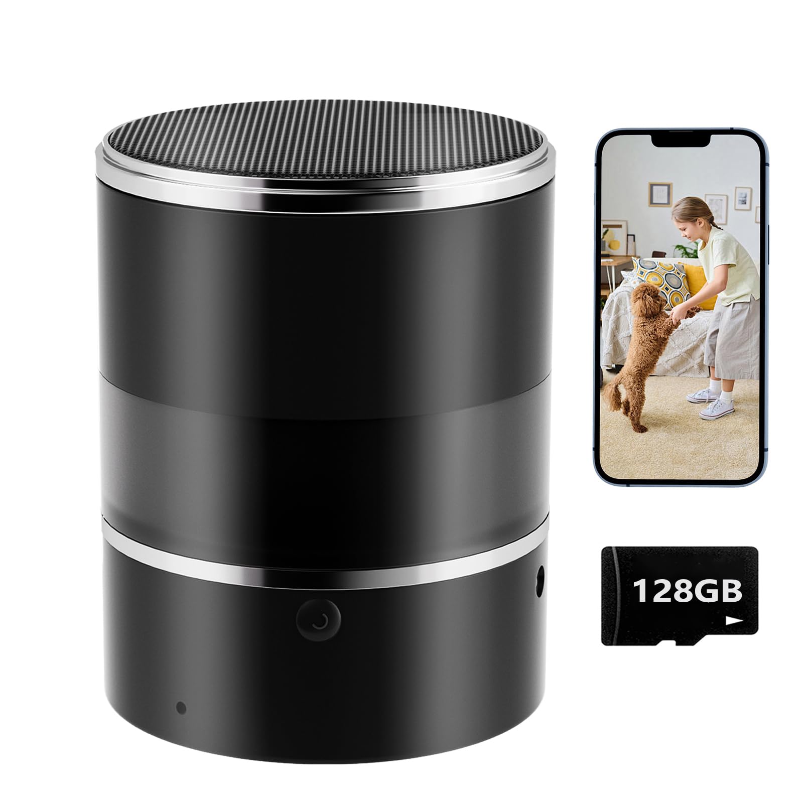 Photo 1 of Security Camera with Bluetooth Speaker, 1080P Wireless WiFi Camera for Home/ Office/ Baby/ Pet, Indoor Camera Rotating Lens, with Motion Detection, APP, Local & Cloud Storage (Included 128GB SD Card)