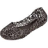 JniGonos Women's Jelly Shoes Flat Slip On Sandals Hollow Out Ballet Flat