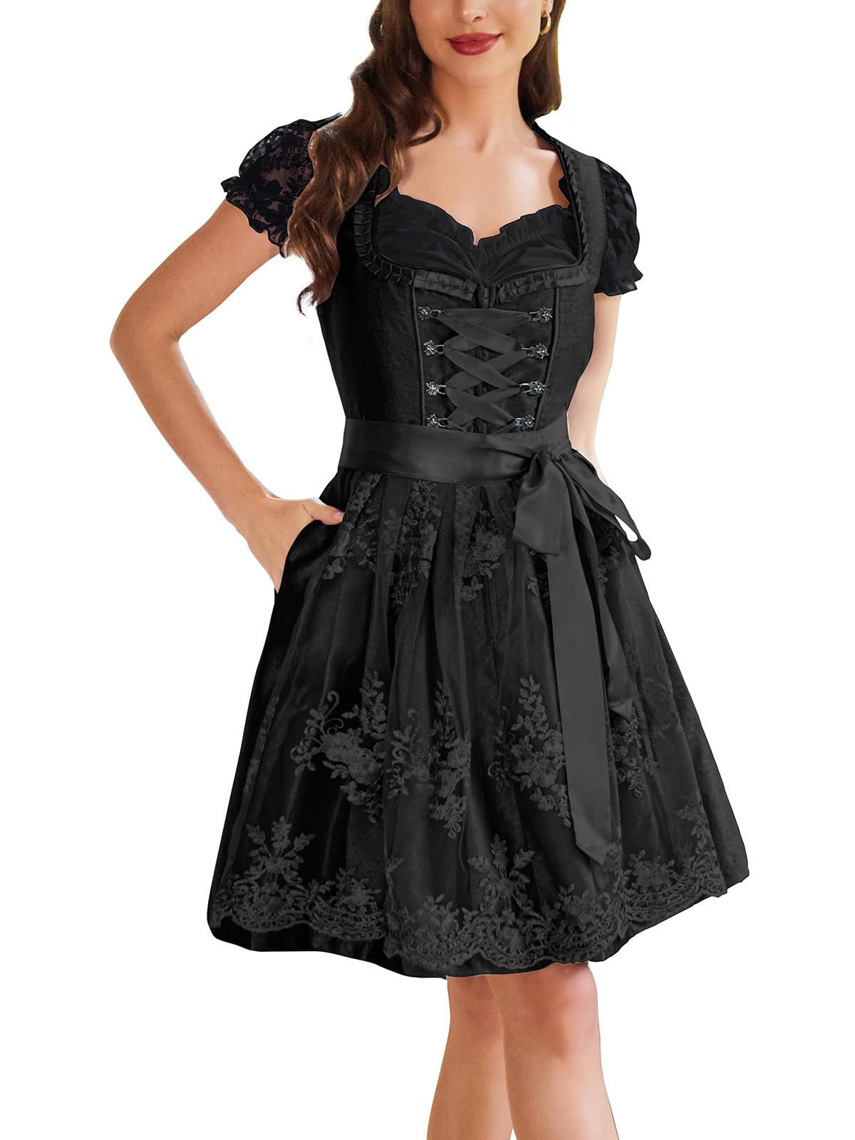 Photo 1 of **Missing Blouse
VAFADRESS Costumes 3 Pcs Oktoberfest Dress Women's German Dirndl Dress for Bavarian Oktoberfest Carnival Outfits Black S