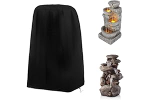 NEWFOM Garden Fountain Cover Waterproof Outdoor Fountain Cover with String Hem Heavy Duty 420D Fountain Statue Protective Covers (16.5 x 15.6 x 33 inch)